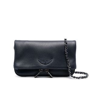 NWT Zadig and Voltaire Rock leather clutch bag navy blue